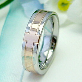 ステンレスリング クロス（ピンク）7〜13号 文字入れ刻印可能♪/ペアセットリング/結婚指輪/マリッジリング