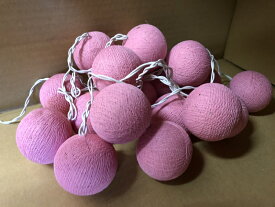 【コットンボール】アジアン雑貨コットンボールランプ（ピンク）[アジアン雑貨 癒し クリスマス イルミネーション コットンボール 間接照明 ランプ インテリア エスニック おしゃれ ラタン 家具 タイ雑貨]