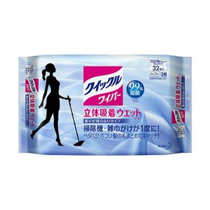 （まとめ）花王 クイックルワイパー立体吸着ウエットシート ストロング 1セット（36枚：12枚×3パック）【×10セット】