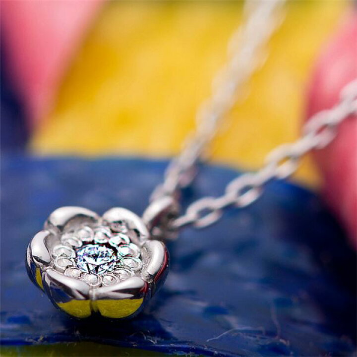楽天市場】ダイヤモンド ネックレス 一粒 0.014ct プラチナ Pt900 花 