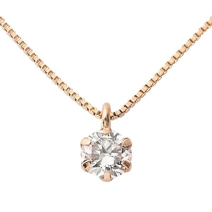 楽天市場】ダイヤモンド ネックレス 0.1ct K18ピンクゴールド 一粒 6本 