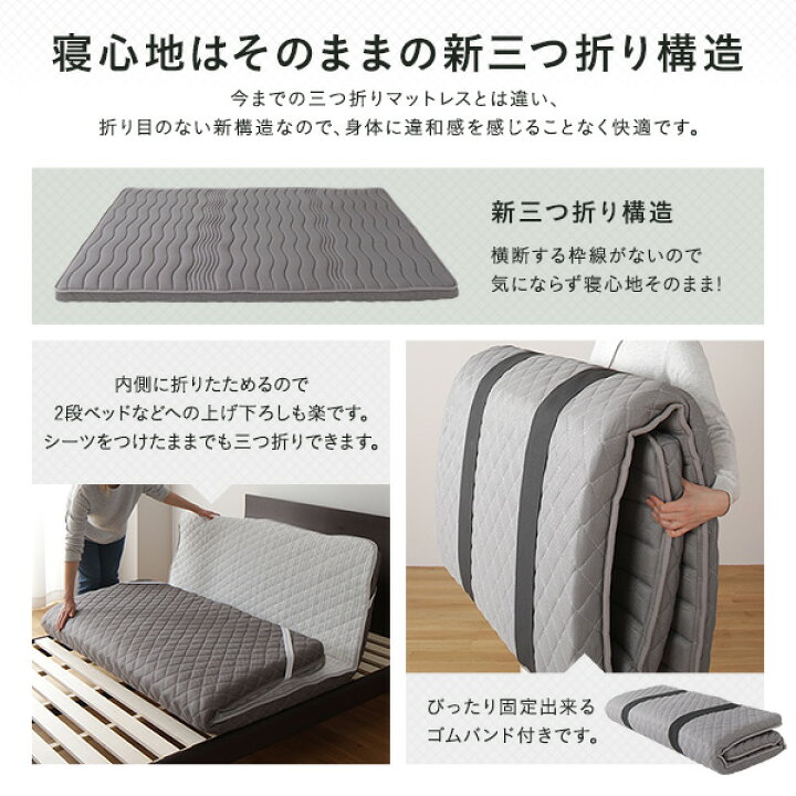 楽天市場】マットレス ポケットコイル 薄型 三つ折り 快眠 高通気 