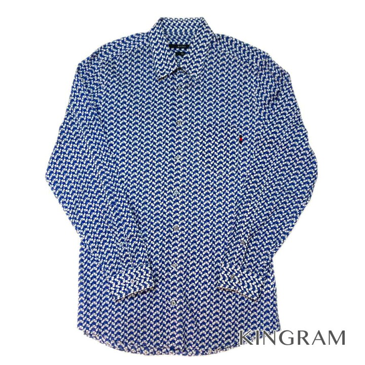 楽天市場 グッチ Gucci 柄シャツ スリム サイズ40 ブルー ホワイト コットン100 メンズ シャツ Rkd 中古 キングラム楽天市場店