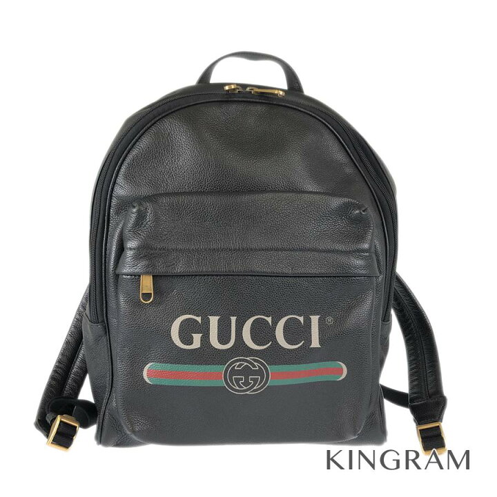 楽天市場】グッチ GUCCI ロゴプリント 547834 ブラック レザー バック 