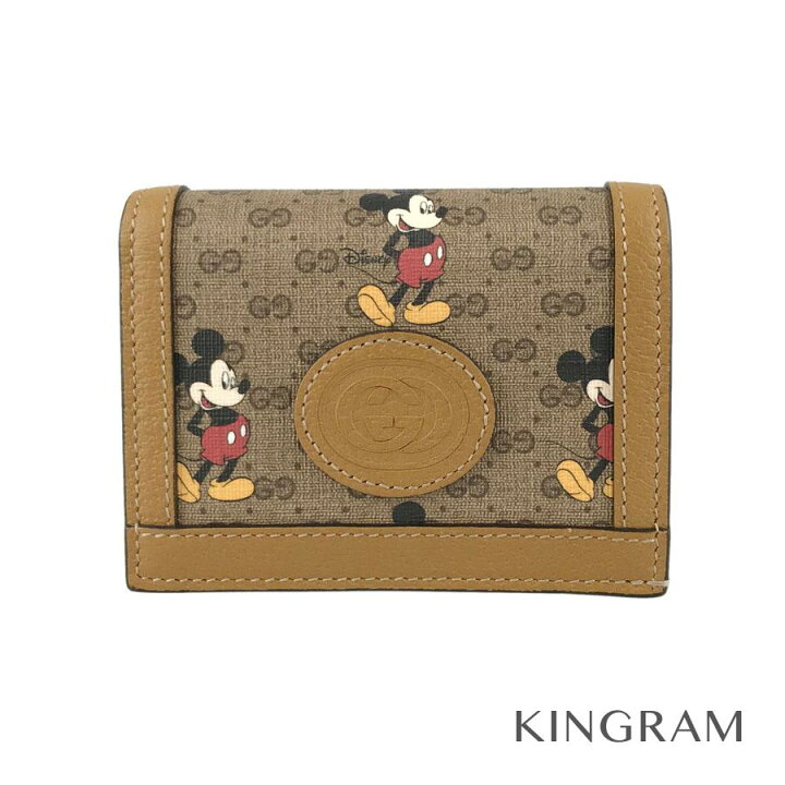 楽天市場 グッチ Gucci ディズニーコラボ Disney ミッキーマウス Gg 二つ折り コンパクトウォレット ブラウン Pvc レザー レディース財布 Rsa 中古 キングラム楽天市場店