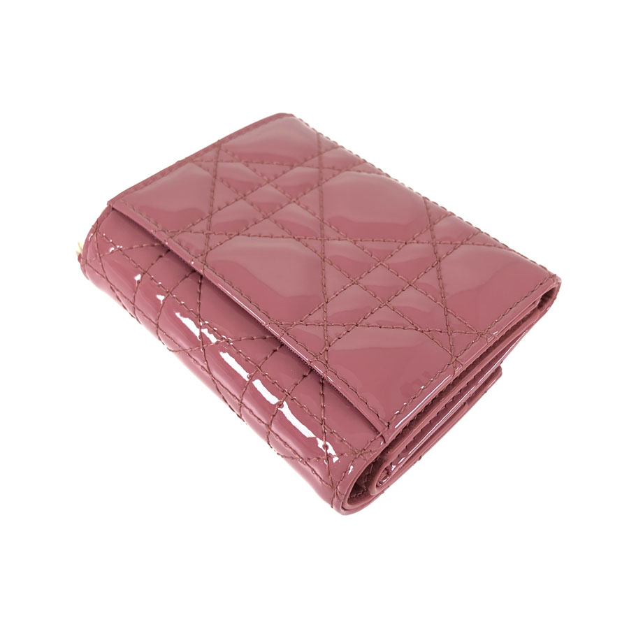 Dior 三つ折財布 ピンク-