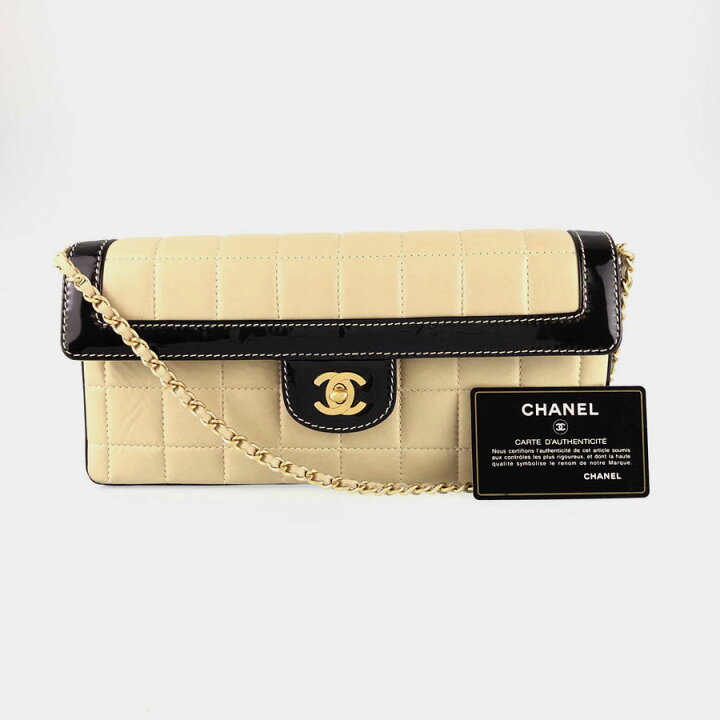 楽天市場】シャネル CHANEL チョコバー ベージュ ブラック ラムスキン 