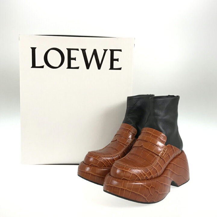 楽天市場】ロエベ LOEWE ブーツ ローファー ウェッジ ソール ブラウン 