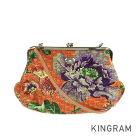 ヴィヴィアンウエストウッド Vivienne Westwood RUSSIAN TEXTILE FLORAL がま口 2WAY ショルダー オレンジ PVC レザー クラッチバッグ rsa【中古】