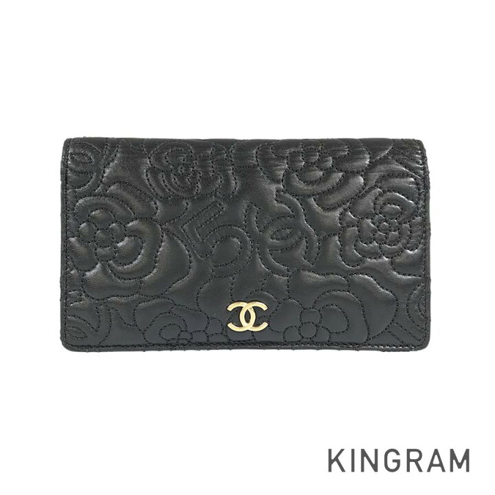 楽天市場】シャネル CHANEL カメリア 長財布 ブラック レザー 長財布 