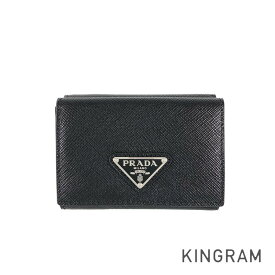 プラダ PRADA PORTAF PICCOLO PATT SAFFIANO TARIANG 2MH042 NERO レザー 三つ折り財布 ko【中古】