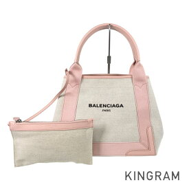 バレンシアガ BALENCIAGA ネイビーカバス S 339933 キャンバス トートバッグ rkd【中古】