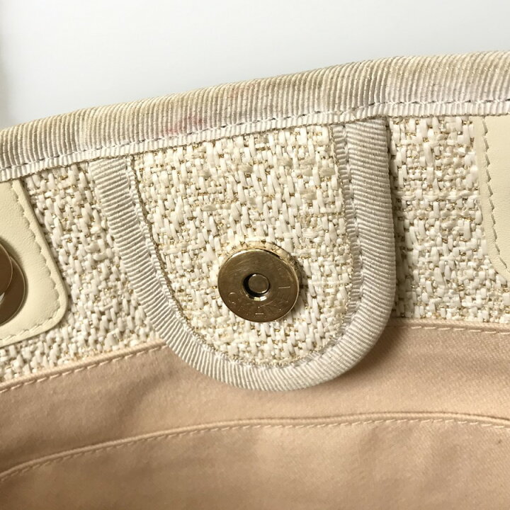 楽天市場】シャネル CHANEL ドーヴィル PM ツイード ストロー トート 