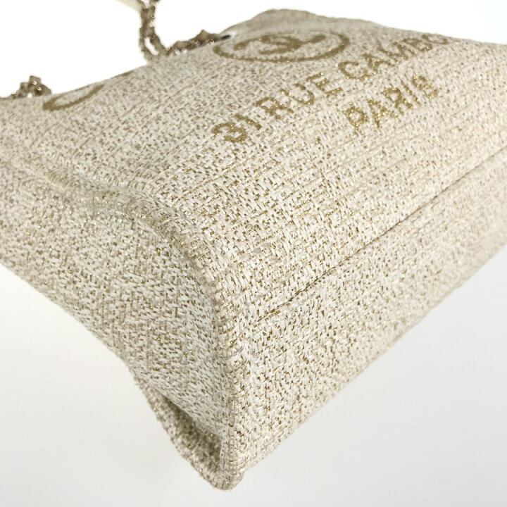 楽天市場】シャネル CHANEL ドーヴィル PM ツイード ストロー トート 