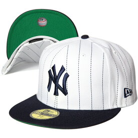 正規取扱店 ニューエラ キャップ 別注 送料無料 NEW ERA KINGS別注 59FIFTY Pin Stripe ニューヨーク・ヤンキース メジャーリーグ 帽子 カスタム ホワイト ネイビー ストライプ 55.8cm～63.5cm 70763283