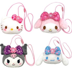 【桜着物 フェイスポシェット 各種/セット】サンリオ ハローキティ/マイメロディ/クロミ/シナモロール ポシェット