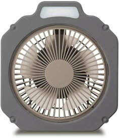 ドウシシャ WindGEAR 扇風機 アウトドア向け 14cm LEDライト付 防水機能（IPX4) 2電源対応（充電式・USB電源） 風量3段階 収納袋付 ブラック