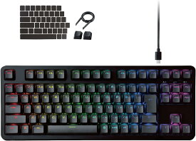 エレコム ゲーミングキーボード V-custom VK310C 有線 RGB テンキーレス メカニカル ネオクラッチキーキャップ 青軸 クリッキー USBポート搭載 TK-VK310CBK (107)