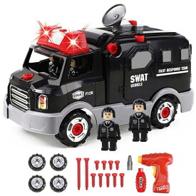 組み立ておもちゃ DIY 車セット 警察の車 模型 知育玩具教育玩具 想像力と実践力を養います 男の子女の子 子供用 サウンド ライト付き30ピース 誕生日プレゼント ギフト【海外通販】