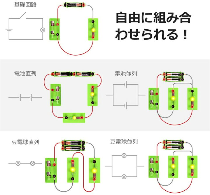 楽天市場 電気回路実験キット 知育学習 科学実験 小学生 中学生 理科 自由研究 豆電球 実験 セット サイエンス実験 直列 並列 回路実験キット プレゼント 海外通販 Kingstar