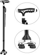 ステッキ 杖 自立伸縮杖 4点杖 磁石按摩ハンドル 3つ脚付け 高さ62cm~97cm 11段階調節可能 LEDライトつき…