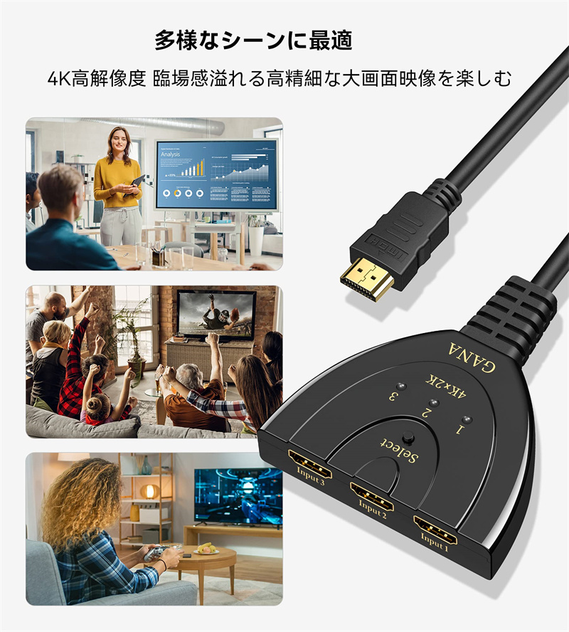楽天市場】HDMI切替器 4Kx2K HDMI分配器/セレクター 3入力1出力