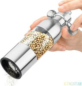 ペッパーミル ソルトミル 手動ミル 胡椒 岩塩 香辛料 手動 粗さ調節可能 セラミック刃 胡椒挽き ブラックペッパー 黒胡椒 スパイス ステンレス製 調味料 結晶塩【海外通販】