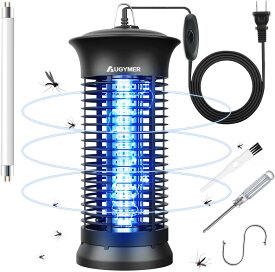 AUGYMER 電撃殺虫器 捕虫器 コバエ取り機 こばえとり 2Mケーブル付き 360°強力蚊除け uvランプ はえたたき 誘虫灯 殺虫灯 電気 蠅 虫 蚊 蛾 対策 寝室/居間/台所/玄関/居間/飲食店などに適用 吊り下げ式＆据え置き式両用 掃除ブラシ付き 交換用電球&日本語説明書付き