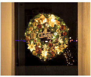 クリスマス リース 50CM led電池式 クリスマス花輪 オーナメント クリスマス 飾り かわいい 壁掛け ドアチャーム 玄関 ドア インテリア リボン 造花 花 鈴 ベル 店飾り 贈り物 クリスマス 正月