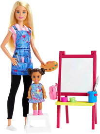 【本日ポイント2倍】バービー おえかき教室の先生 ドール & プレイセット (Barbie Art Teacher Playset with Blonde Doll, Toddler Doll, Toy Art Pieces /GJM29 /MATTEL社/人形 ハウス 家具)