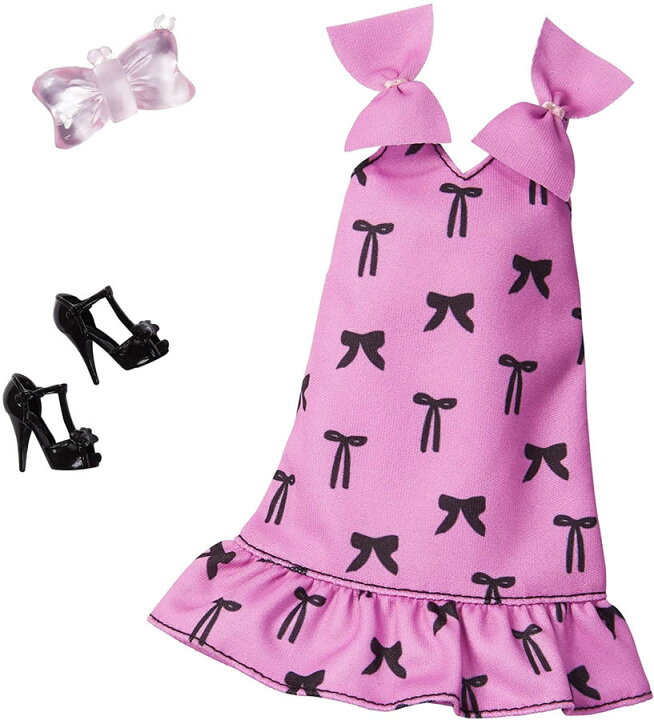 楽天市場 ポイント2倍 バービー ファッションパック リボンのワンピース Barbie Fashion Mattel Ghw85 服 かばん 靴 王様のおもちゃ 楽天市場店