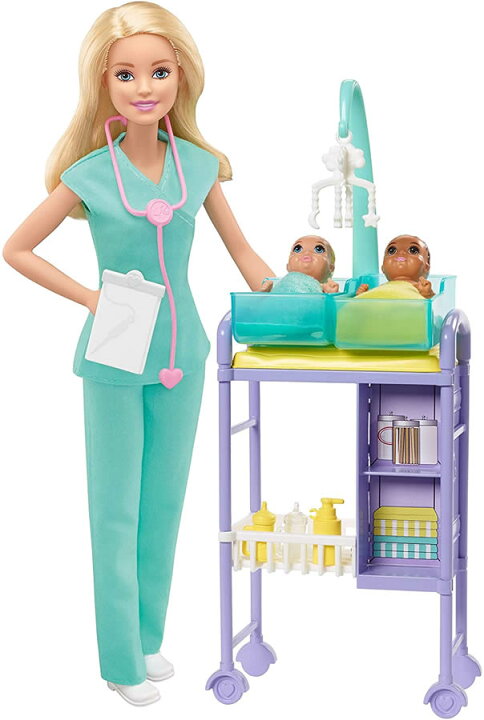 楽天市場 本日ポイント2倍 バービー 新生児科医 ドール 3体 プレイセット2 Barbie Baby Doctor Playset With Blonde Doll Gkh23 Mattel社 バービー人形 ハウス 赤ちゃん 先生 家具 王様のおもちゃ 楽天市場店
