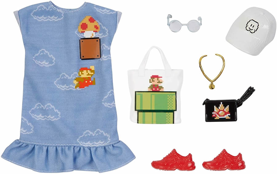 【本日ポイント2倍】バービー ファッションアクセサリーパック スーパーマリオ 水色ワンピース (Barbie Storytelling Fashion  Pack of Doll Clothes Inspired by Super Mario: Dress with Graphic Print