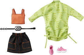 バービーファッションパック2着セット 緑色のシャツワンピース Barbie Mattel GRC92 (洋服 アクセサリー かばん 靴 トップス スカート)