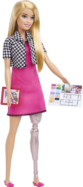 【本日ポイント2倍】バービー人形 インテリアデザイナー ドール (Barbie Interior Designer Doll, Blonde,  Pink Dress & Houndstooth Jacket, Prosthetic Leg, Tablet & Design Sheet/
