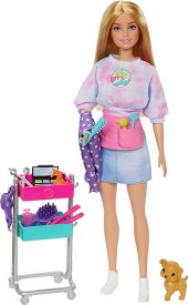 【本日ポイント2倍】バービー スタイリスト ドール & プレイセット (Barbie “Malibu” Stylist Doll & 14 Accessories Playset, Hair & Makeup Theme with Puppy & Styling Cart/ Mattel HNK95 人形 ハウス 家具)