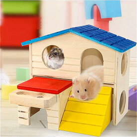 小動物 小屋 おもちゃ ペットケージ ペット ハムスター ハリネズミ 眠っている巣 折りたたみ式 木製 2層 登山用