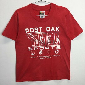 FRUIT OF THE LOOM　Tシャツ　半袖　カットソー　トップス　クルーネック　コットン　プリント　両面プリント　90's vintage　USA製　YMCA　キッズ　古着