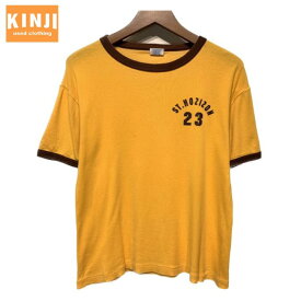 期間限定50%OFF!【中古】　Plevo　Tシャツ　リンガーT　半袖　カットソー　トップス　クルーネック　ワンポイント　プリント　古着　/1590