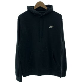 【中古】　NIKE　パーカー　プルオーバー　トップス　裏起毛　無地　ワンポイント　スウッシュ　刺しゅう　スポーツ　古着　/1602