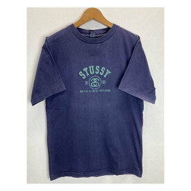 STUSSY　OLD STUSSY　Tシャツ　90'svintage　カットソー　クルーネック　コットン　プリント　シャネルロゴ　ロゴ　紺タグ　USA製　ストリート　古着