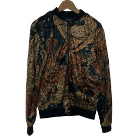 【中古】　ZARA MAN　ベロアジャケット　ブルゾン　フルジップ　総柄　古着　/0157