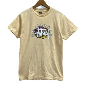 STUSSY　Tシャツ　カットソー　トップス　クルーネック　コットン　プリント　ショーンフォントロゴ　ベーシックロゴ　フロントプリント　ストリート　古着