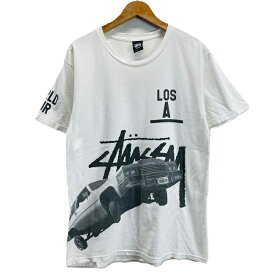 STUSSY　Tシャツ　半袖　カットソー　トップス　クルーネック　オールドフォト　ブランドロゴ　ワールドツアー　LOS　ストリート　古着