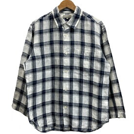 MARGARET HOWELL　チェックシャツ　パジャマシャツ　長袖シャツ　シャツ　リネン　レギュラーカラー　胸ポケット　579-7150052　日本製　古着