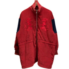 KANSAI SPORT　中綿ジャケット　アウター　ハイネック　フルジップ　バイカラー　刺しゅうデザイン　龍　オーバーサイズ　古着