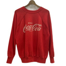 スウェット　90's vintage　長袖　トレーナー　クルーネック　裏起毛　Coca-Cola　プリント　ラグラン　古着