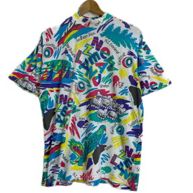T&SKI　Tシャツ　半袖　カットソー　トップス　モックネック　総柄　(C)T&SKI Originals　ニュージーランド製　古着