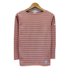 【中古】　ORCIVAL　バスクシャツ　長袖　カットソー　トップス　ボートネック　ボーダー　ワンポイント　ブランドロゴ　ワッペン　フランス製　マリンテイスト　古着