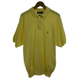 【中古】　POLO by RALPH LAUREN　ポロシャツ　ポロニット　半袖　シャツ　トップス　ハーフボタン　無地　ローゲージ　ワンポイント　ブランドロゴ　スモールポニー　刺しゅう　古着